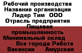 Рабочий производства › Название организации ­ Лидер Тим, ООО › Отрасль предприятия ­ Пищевая промышленность › Минимальный оклад ­ 34 000 - Все города Работа » Вакансии   . Амурская обл.,Мазановский р-н